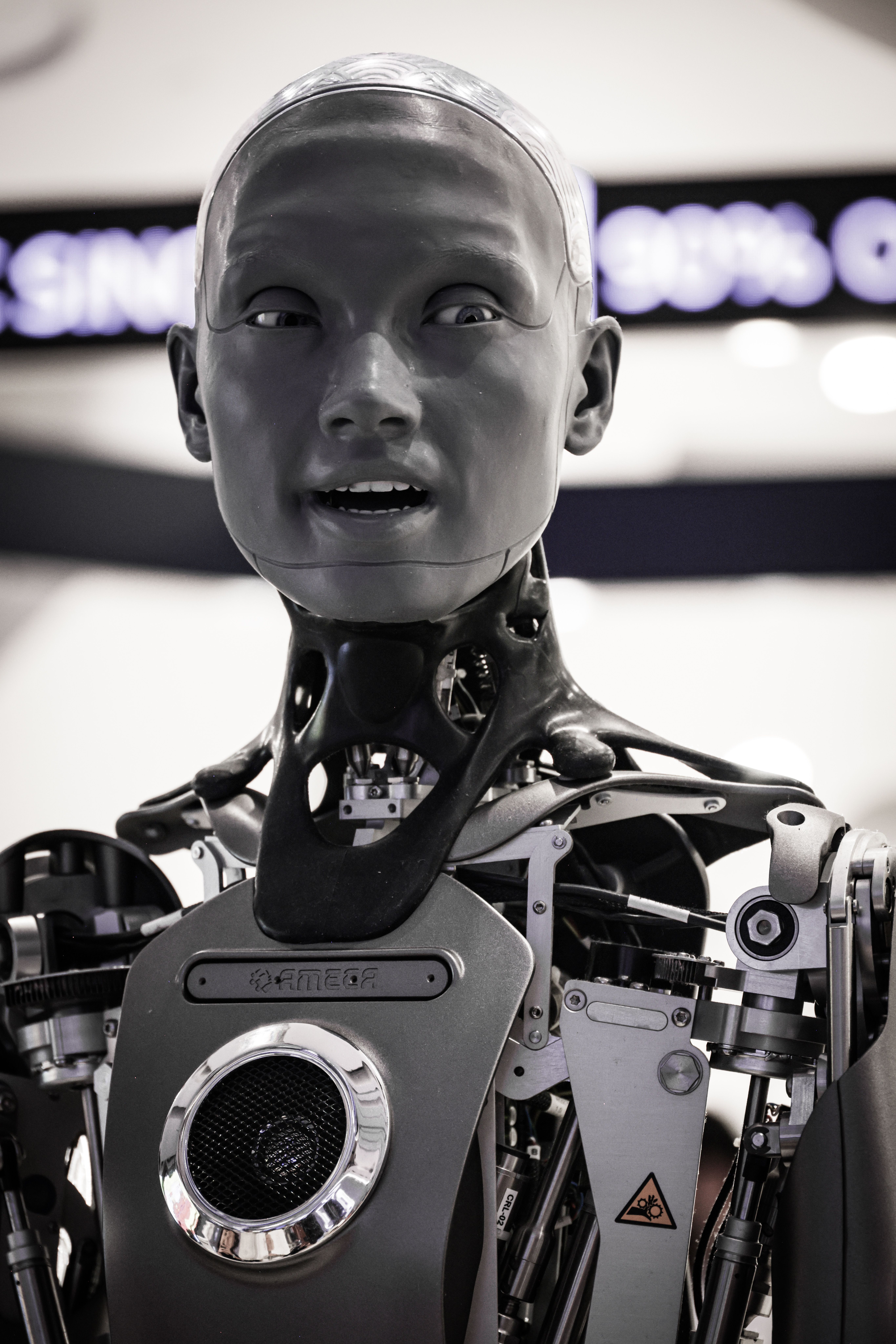 Humanoid robot at an industry exhibition